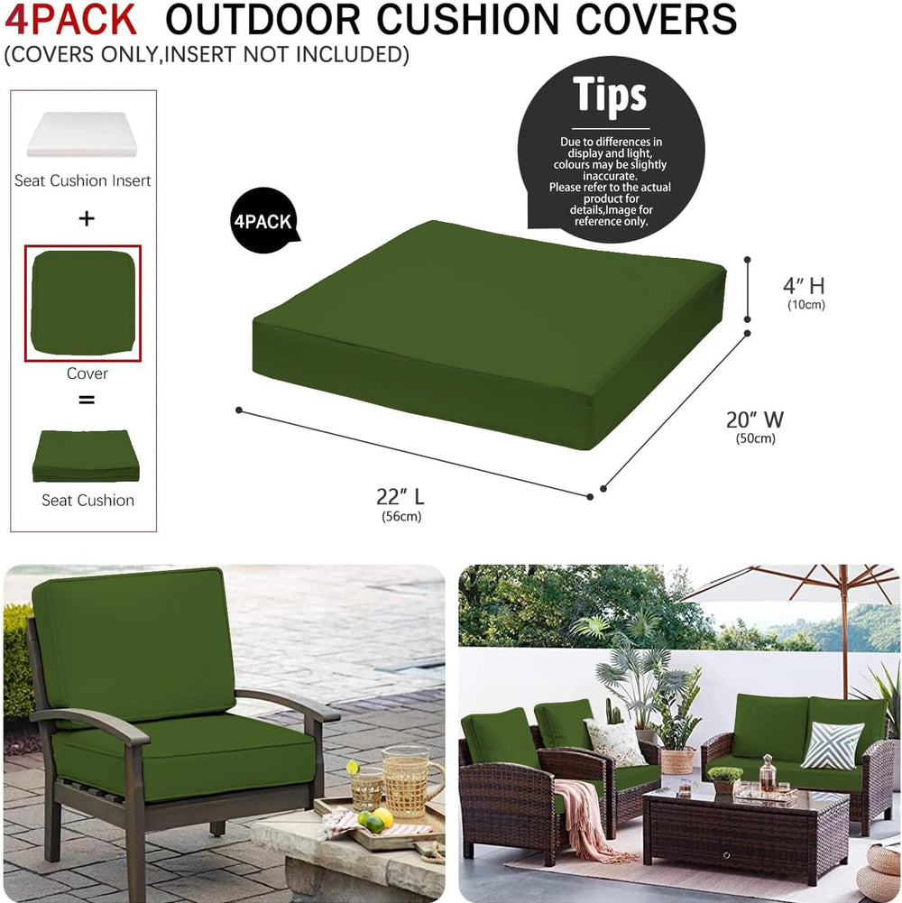 VAKADO Outdoor Patio Furniture Chair Cushion Replacement Covers Set of 4 Wate...