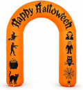 8FT Halloween Inflatable Arch with LED Lights, Orange, Happy Halloween Archway with Witch, Zombie, Vampire, Frankenstein, Owl, Spider, Black Cat for Indoor Outdoor Decor