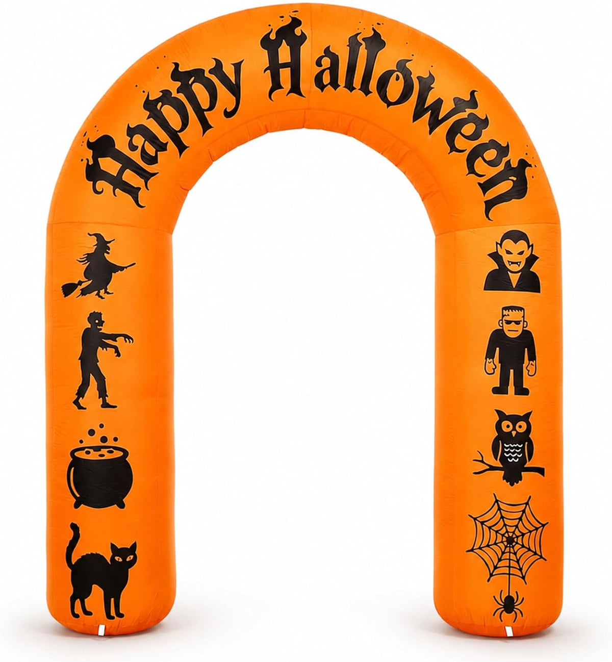 8FT Halloween Inflatable Arch with LED Lights, Orange, Happy Halloween Archway with Witch, Zombie, Vampire, Frankenstein, Owl, Spider, Black Cat for Indoor Outdoor Decor