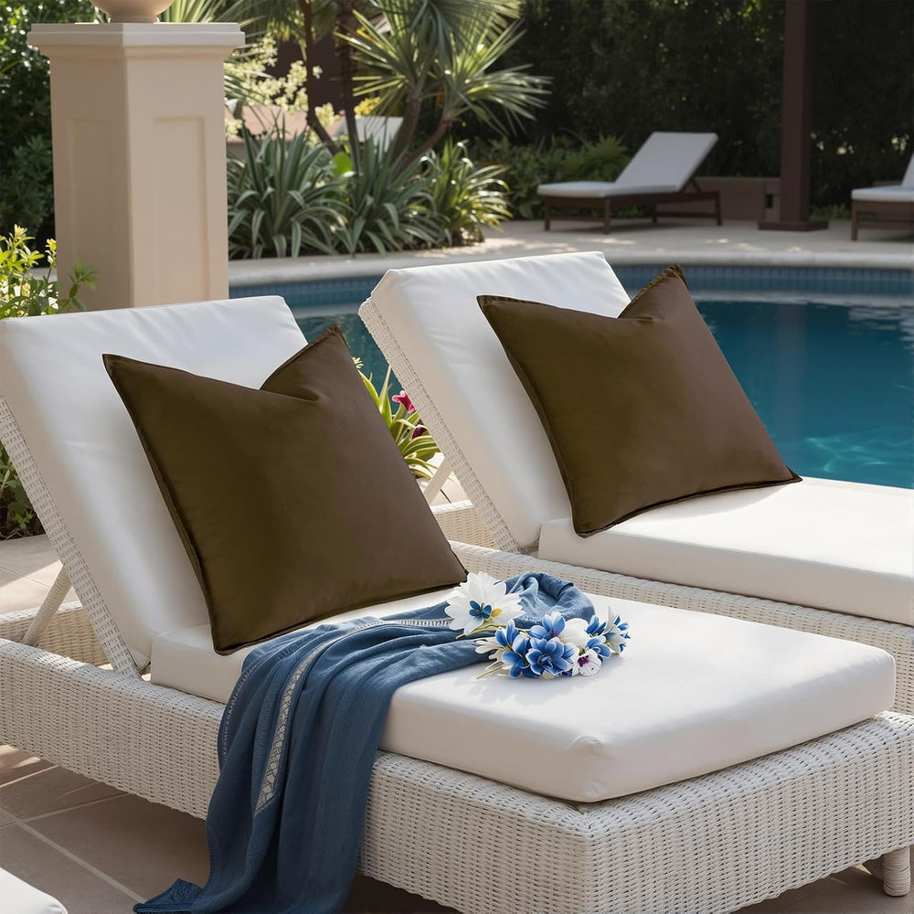 decorUhome Outdoor Waterproof Faux Linen Throw Pillow Covers 24x24 Set of 2