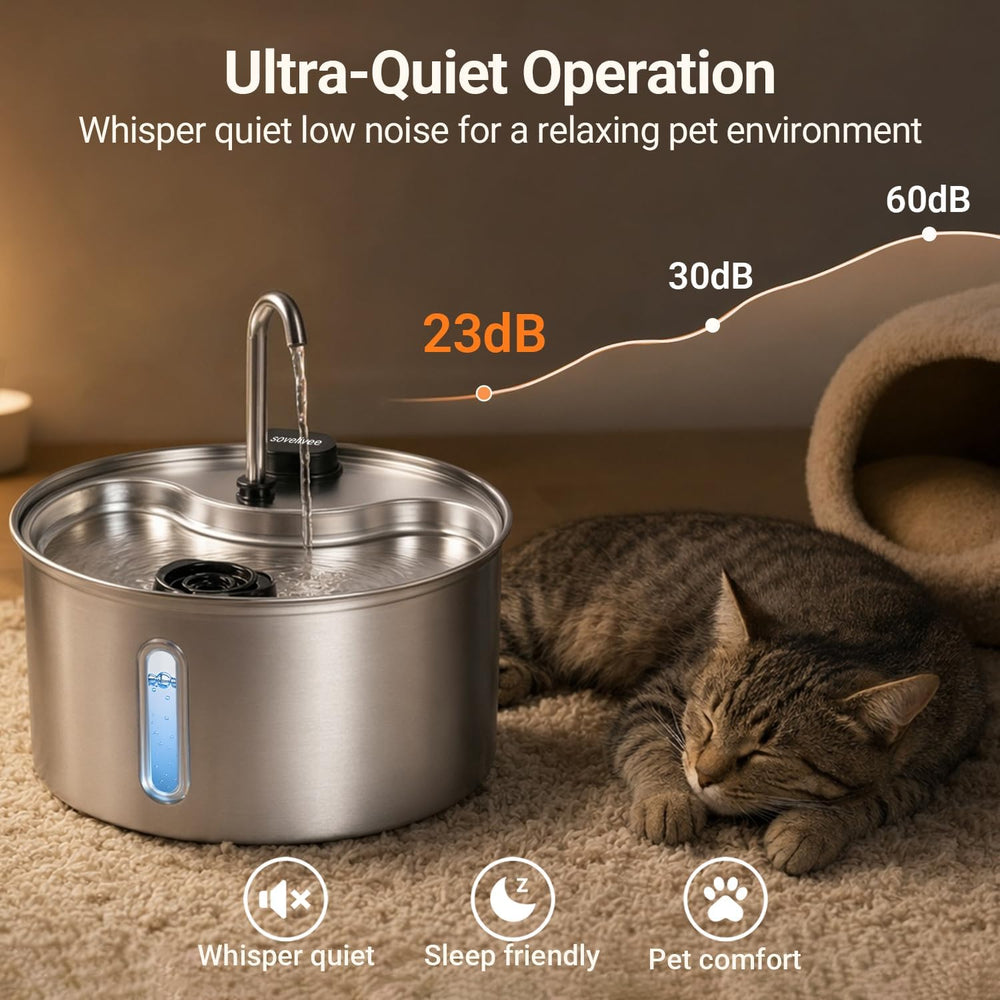 Cat Water Fountain, 118oz/3.5L Stainless Steel Cat Fountain with Ultra-Quiet ...