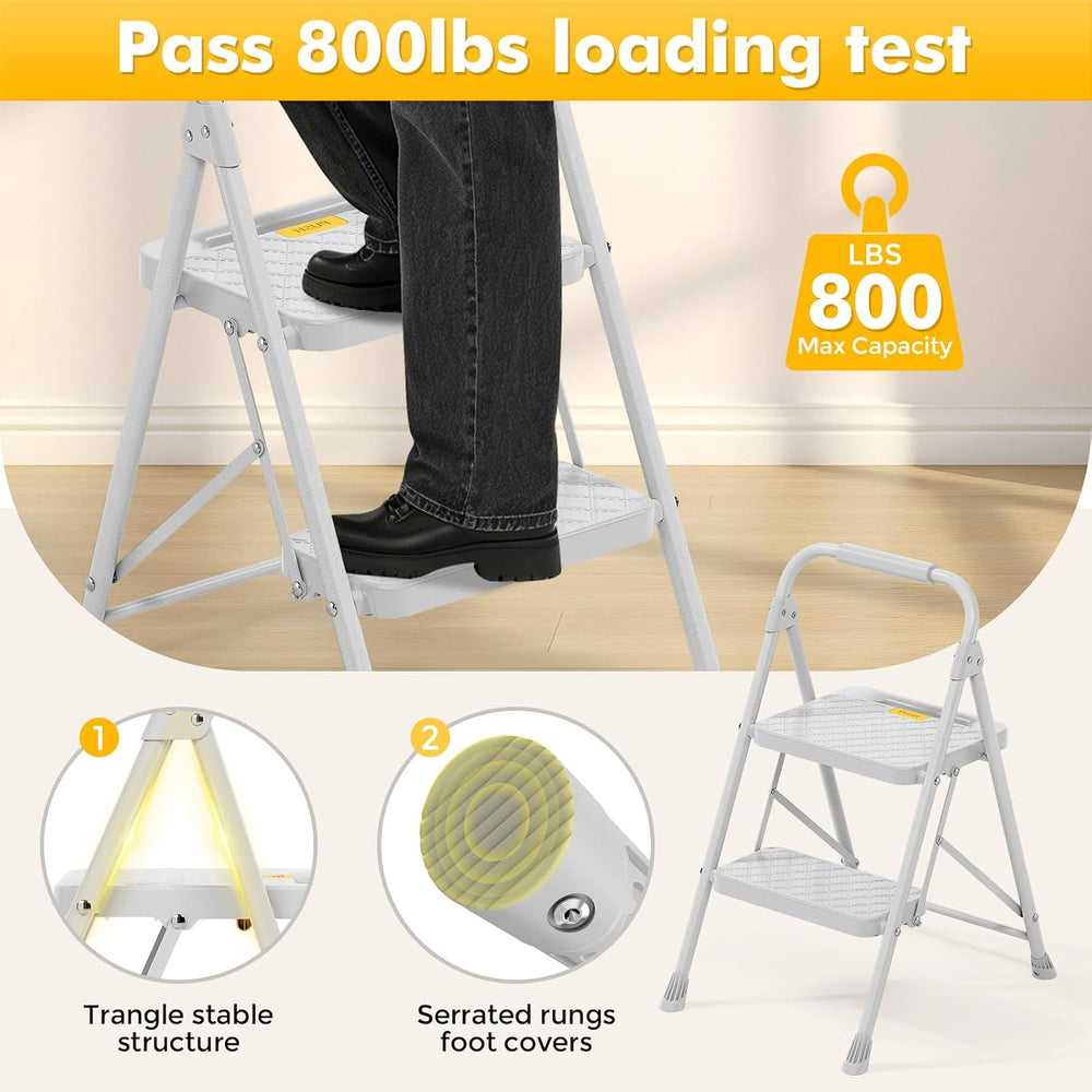 KINGRACK 2 Step Ladder, Folding Step Stool with Safety Lock & Sturdy Anti...