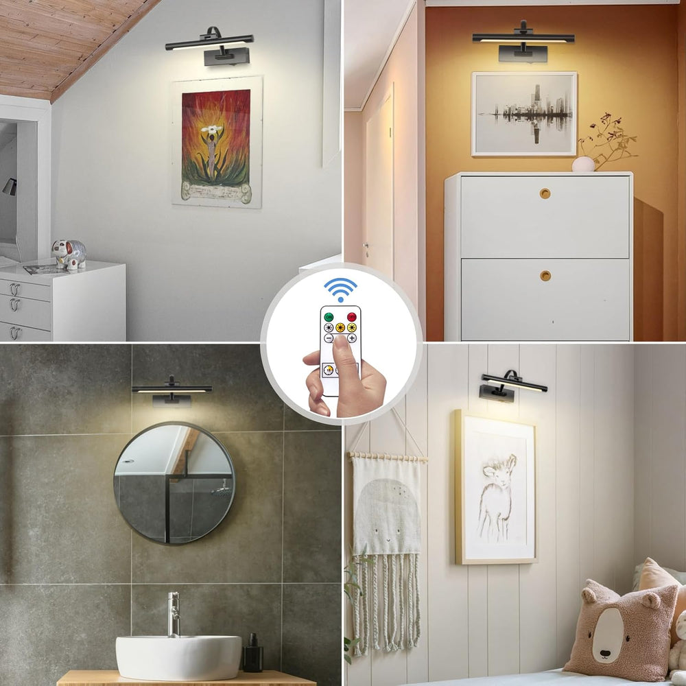 Tassuowell Battery Powered Picture Light with Remote and Timer,Full Metal Art...