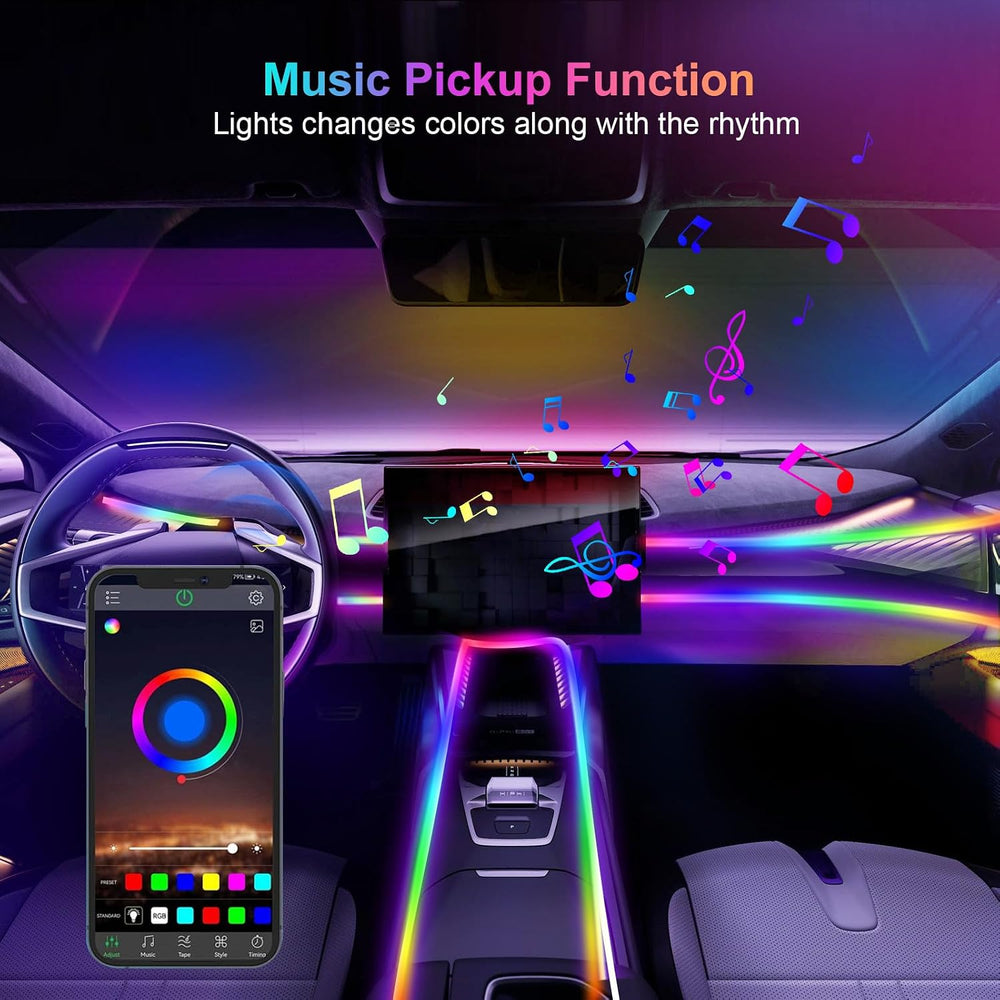 Acrylic 6 in 1 Car LED Lights Interior, RGB Ambient Lighting Car 584 LEDs