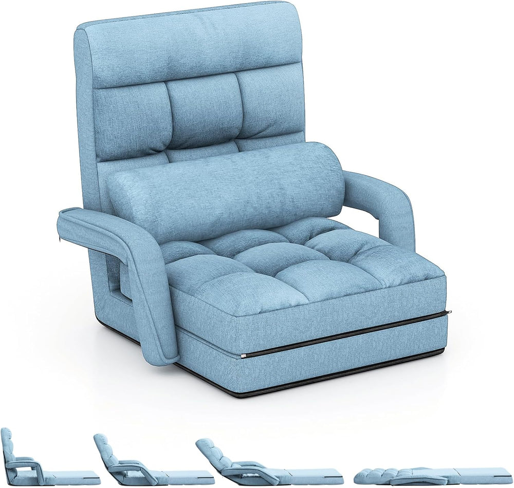 KOMFOTT Foldable Floor Lazy Sofa Chair, Indoor Chaise Lounge Chair with 6 Pos...