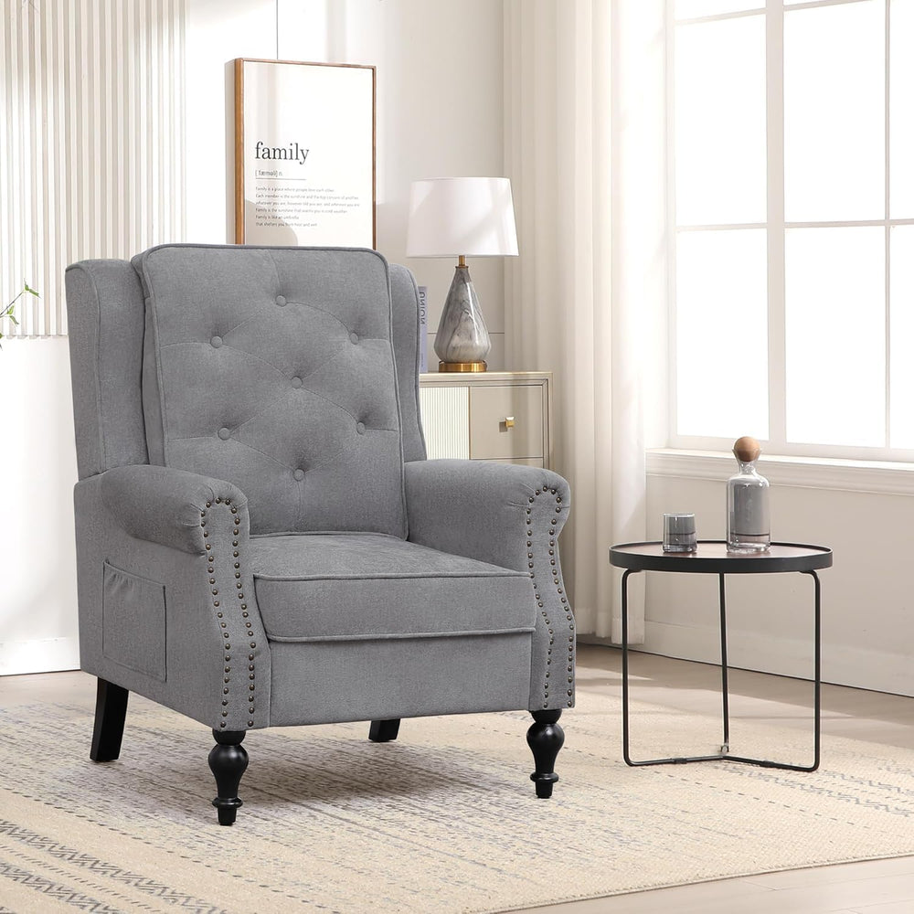 Modern Accent Chair Wingback Armchair Vintage High Back Upholstered Armchair ...