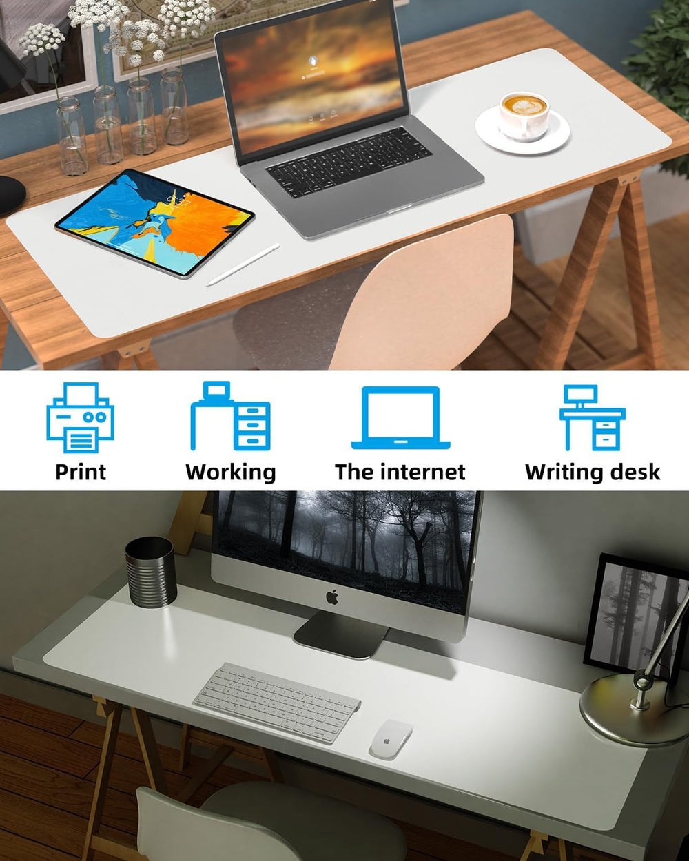 Desk mat Large, Leather Desk Pad Protector,Office Desk Mat,Mouse Pad, Non-Sli...