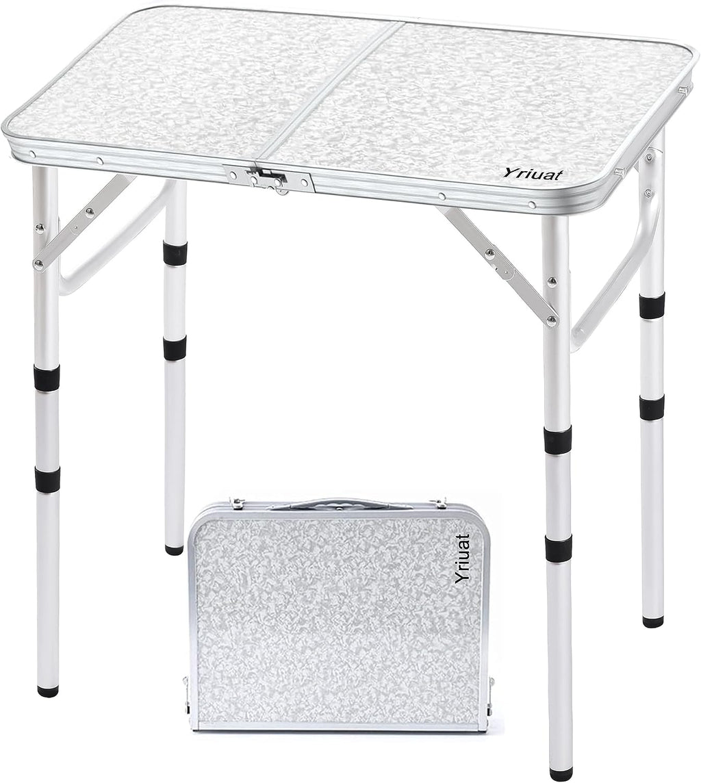 Folding Camping Table, Adjustable Height Portable Picnic Table, 24"x 16"