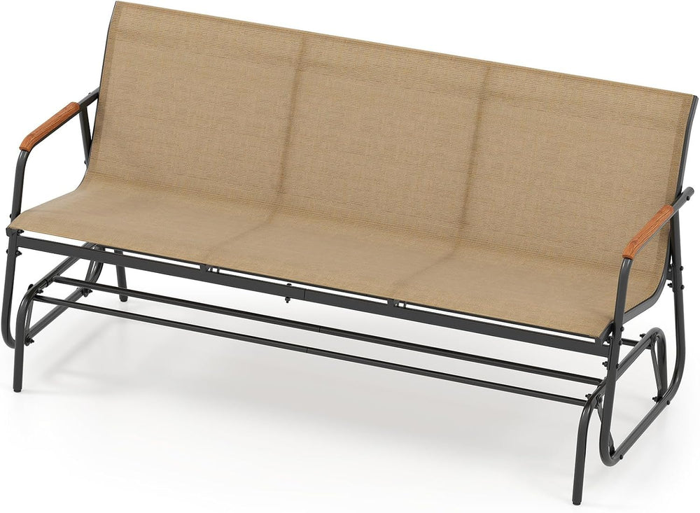 Tangkula 3-Person Outdoor Glider Bench, Patio Gliding Loveseat with Breathabl...