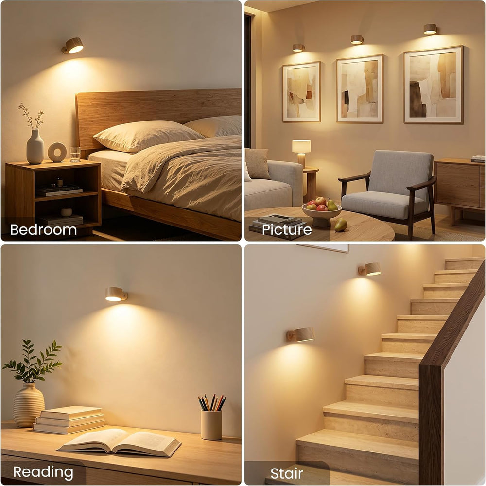 AKSDA Battery Operated Wall Sconce, Wall Lights for Bedroom Reading Bedside