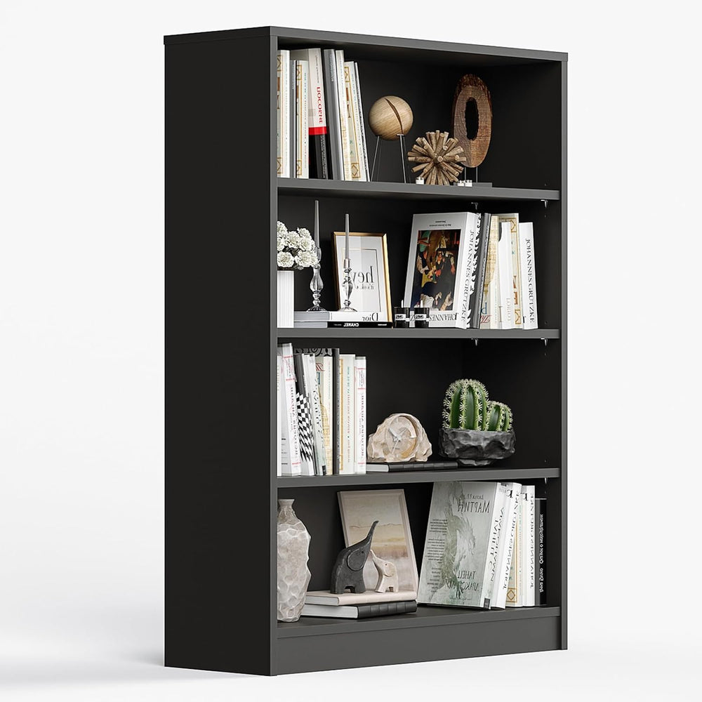 48-Inch 4-Tier Bookshelf,Adjustable Wood Bookshelf for Small Spaces