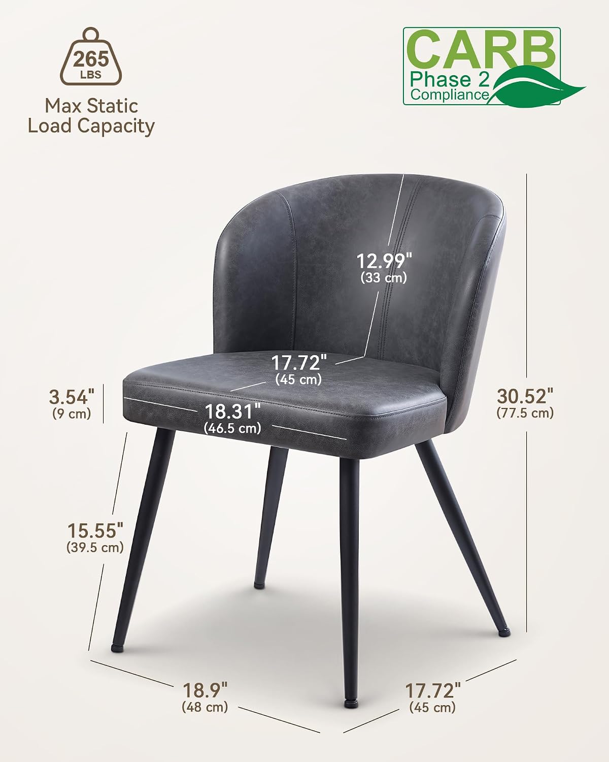 susalt upholstered faux leather dining chairs set of shown in use