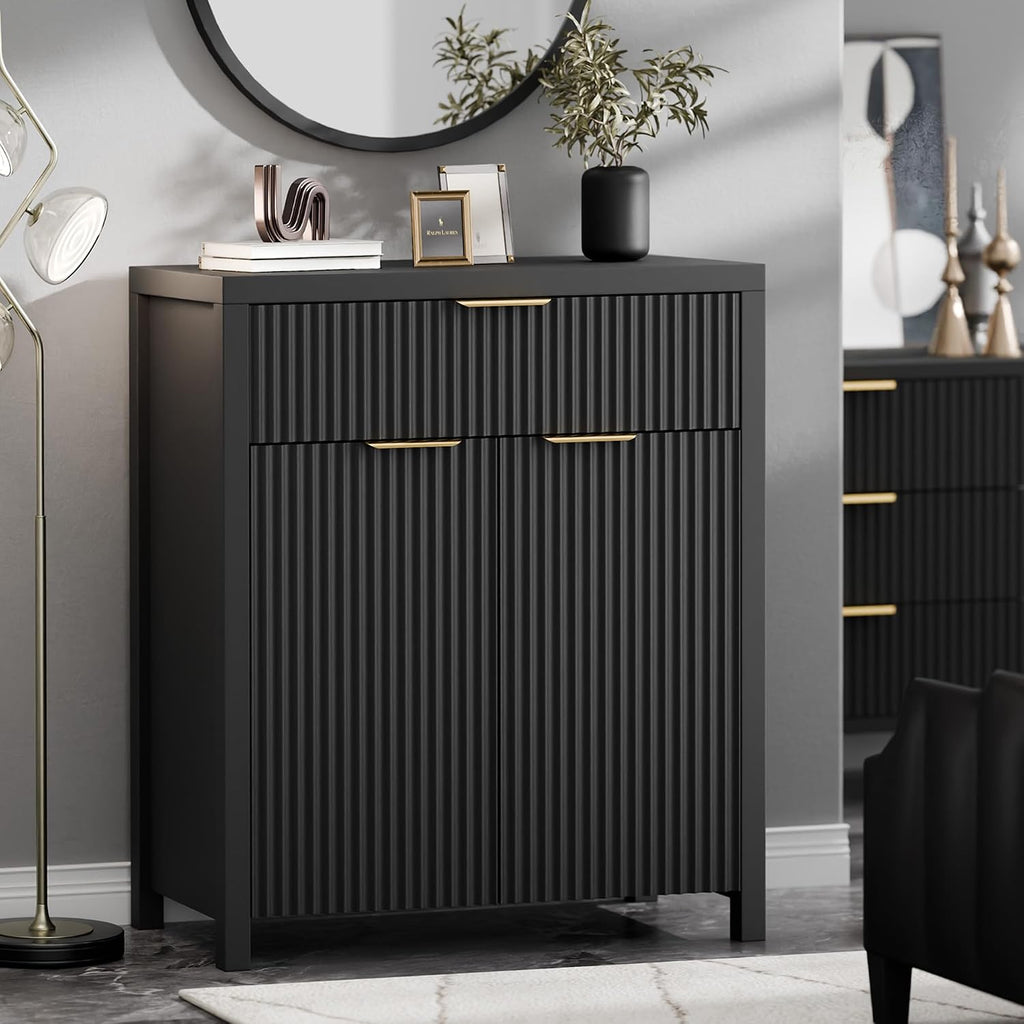 lulive fluted buffet cabinet for kitchen, 28.3" sideboard, side view
