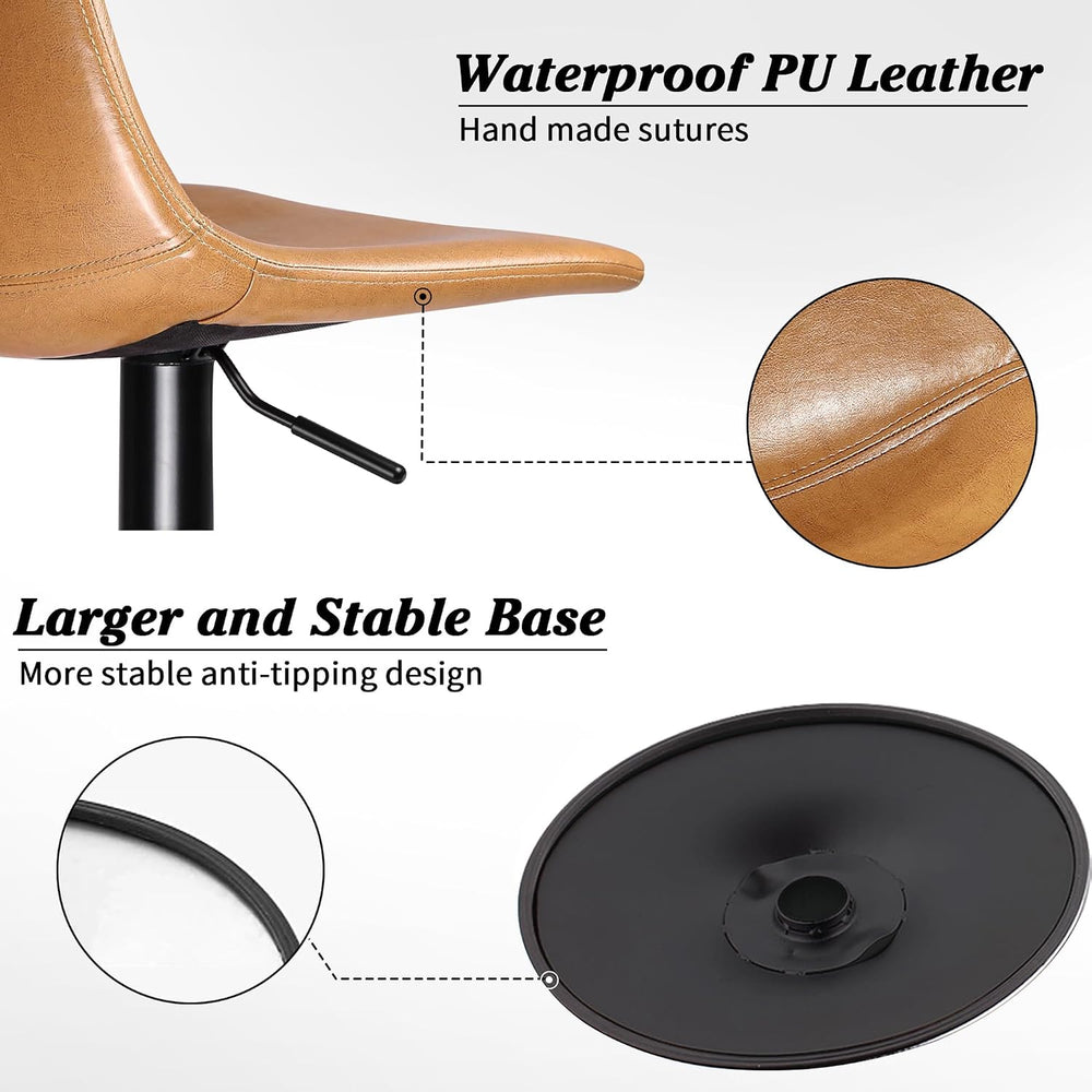 Waleaf Adjustable Bar Stools Set of 2, Modern Faux Leather Swivel Barstools