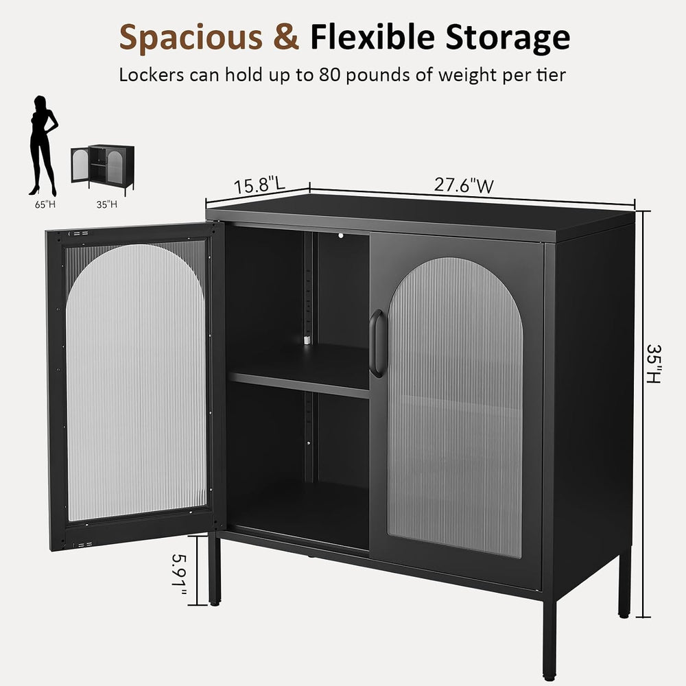 Buffet Cabinet, Modern Industrial Style Sideboard Buffet Cabinet, with Adjust...