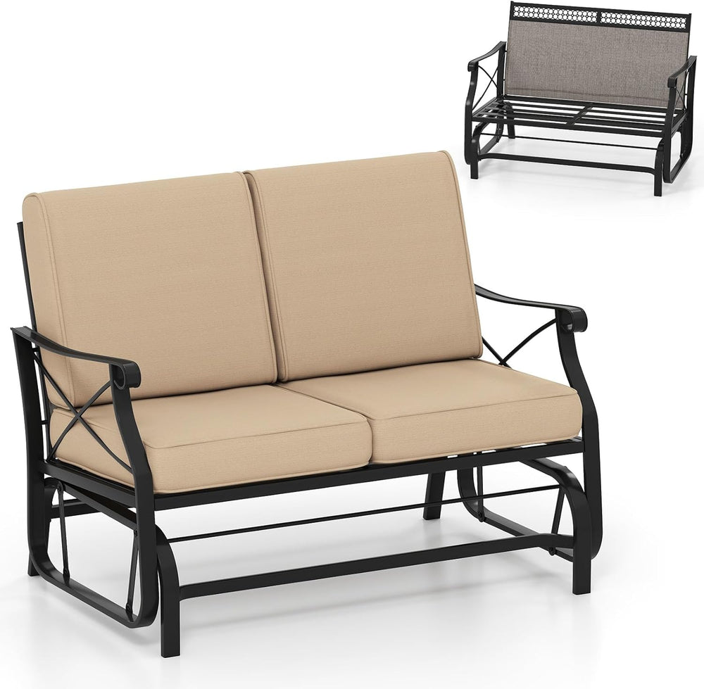 GIANTEX 2-Person Outdoor Glider, Rocking Chair Loveseat with Detachable Thick...