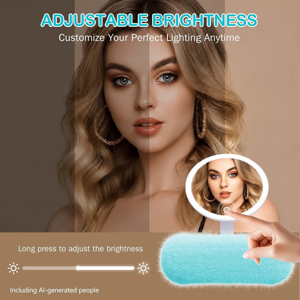 Rechargeable Compact Makeup Mirror with Light,Blue