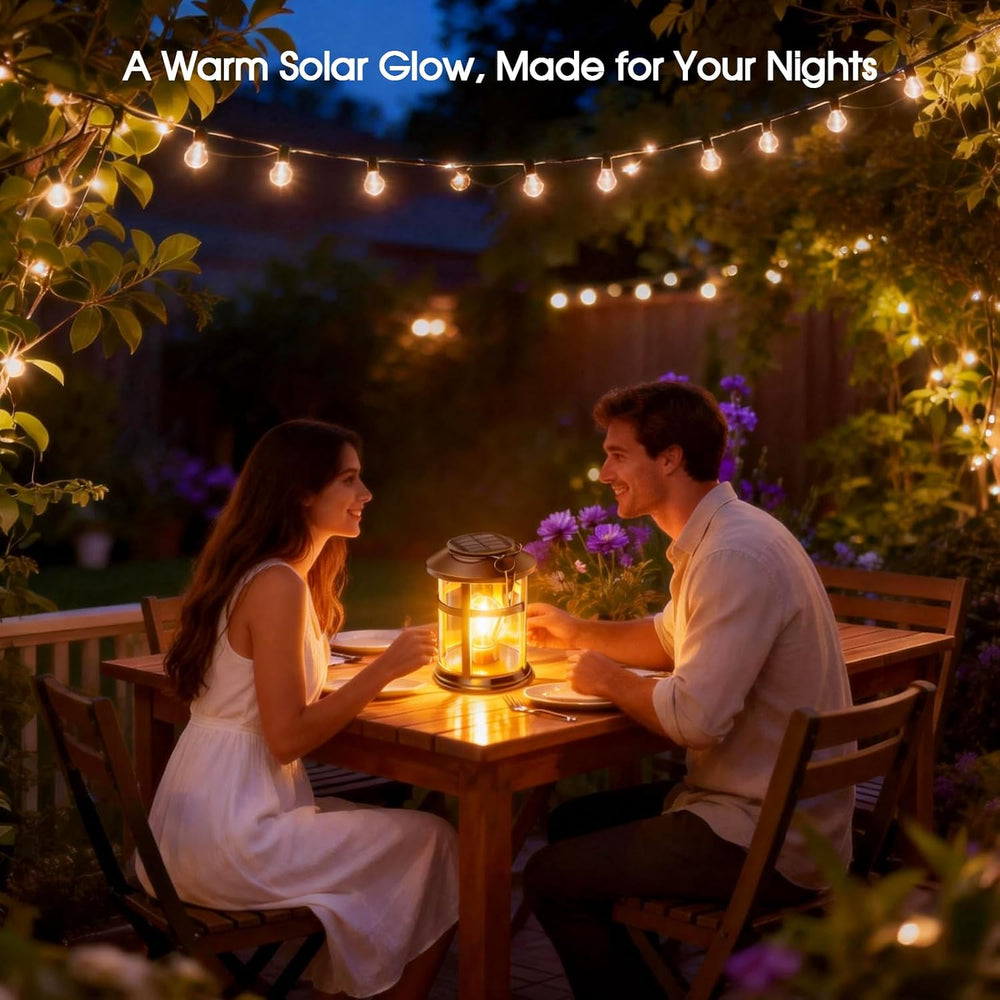 GARPAR Solar Lanterns Outdoor Waterproof, Hanging Solar Lights with Hook