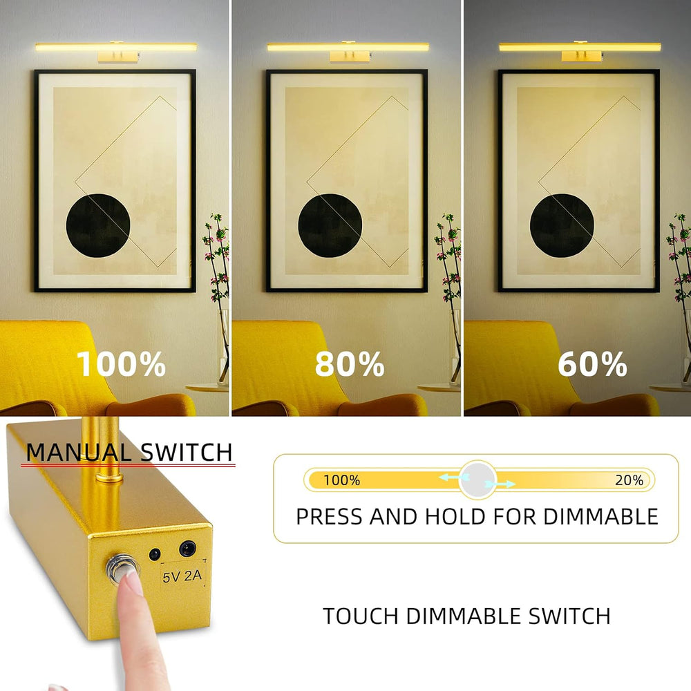HEAGEERO Picture Lights for Wall,16in Gallery Light,5000mAh Art Light