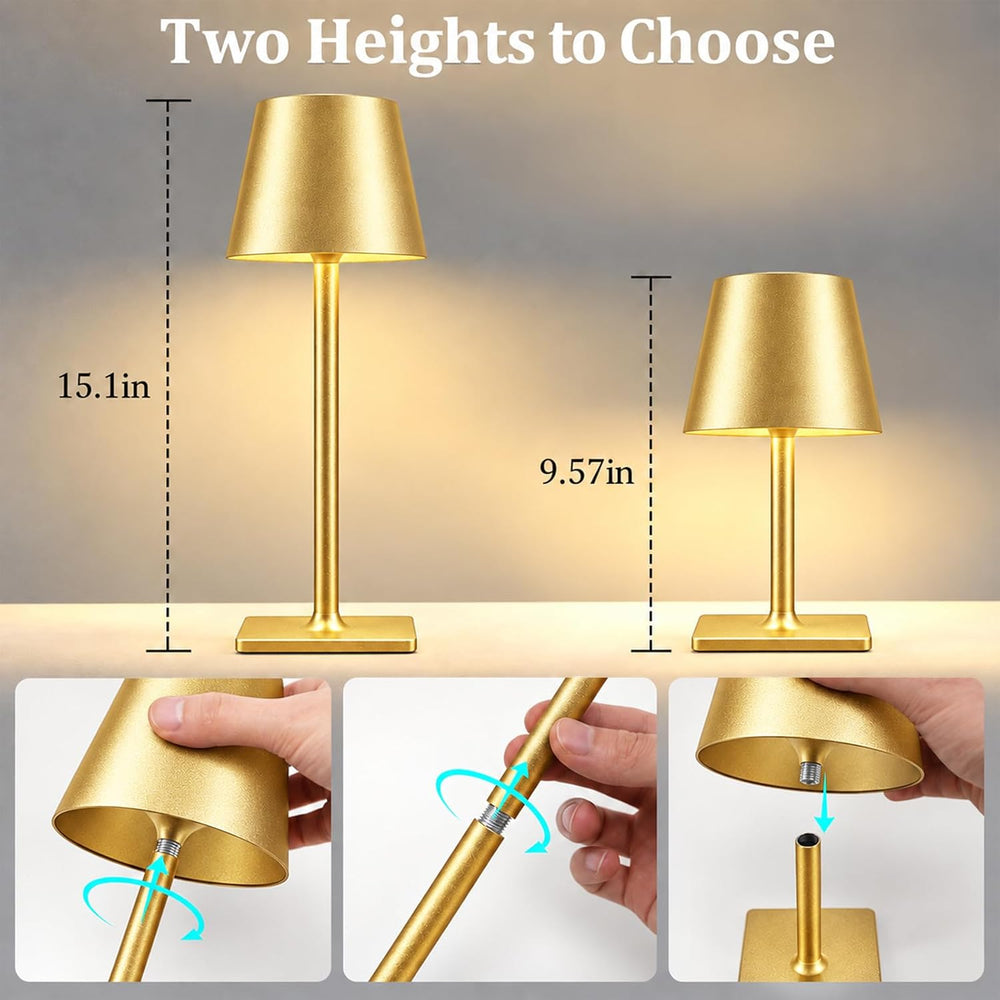 Fizrice Gold Rechargeable Table Lamp 4 Pack Portable Cordless Light