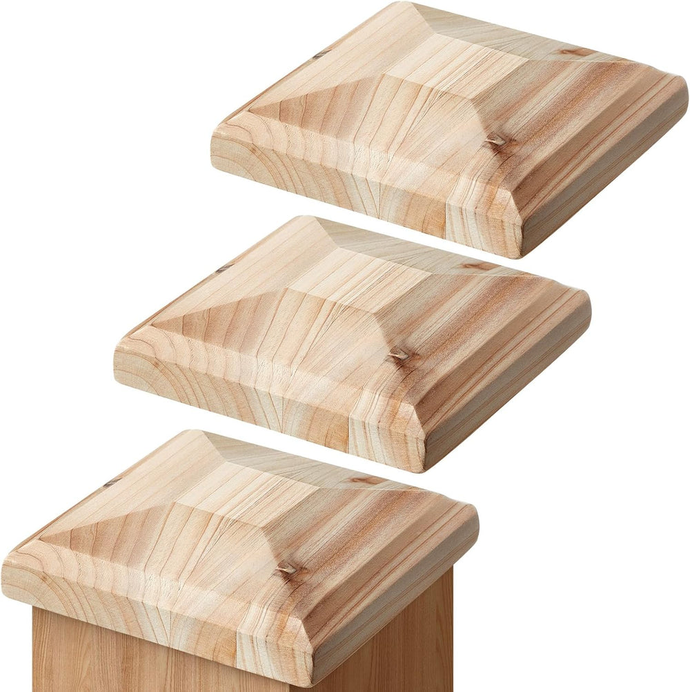 Hosuly 3 Pcs 4 x 4 Inch (Actual 3-5/8") Wood Fence Post Cap