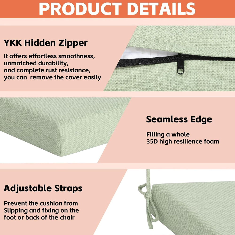 Outdoor Chair Cushions Set of 4, 20x20x3.1 in, Sage Green