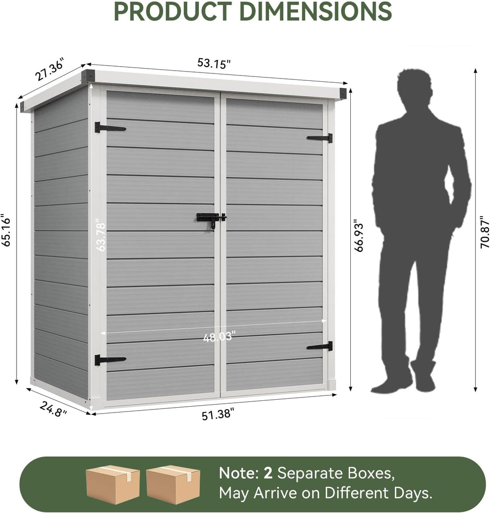 Aoxun 55 Cuft Outdoor Tall Storage Shed, 5×3 Ft Vertical Shed with Floor &amp...