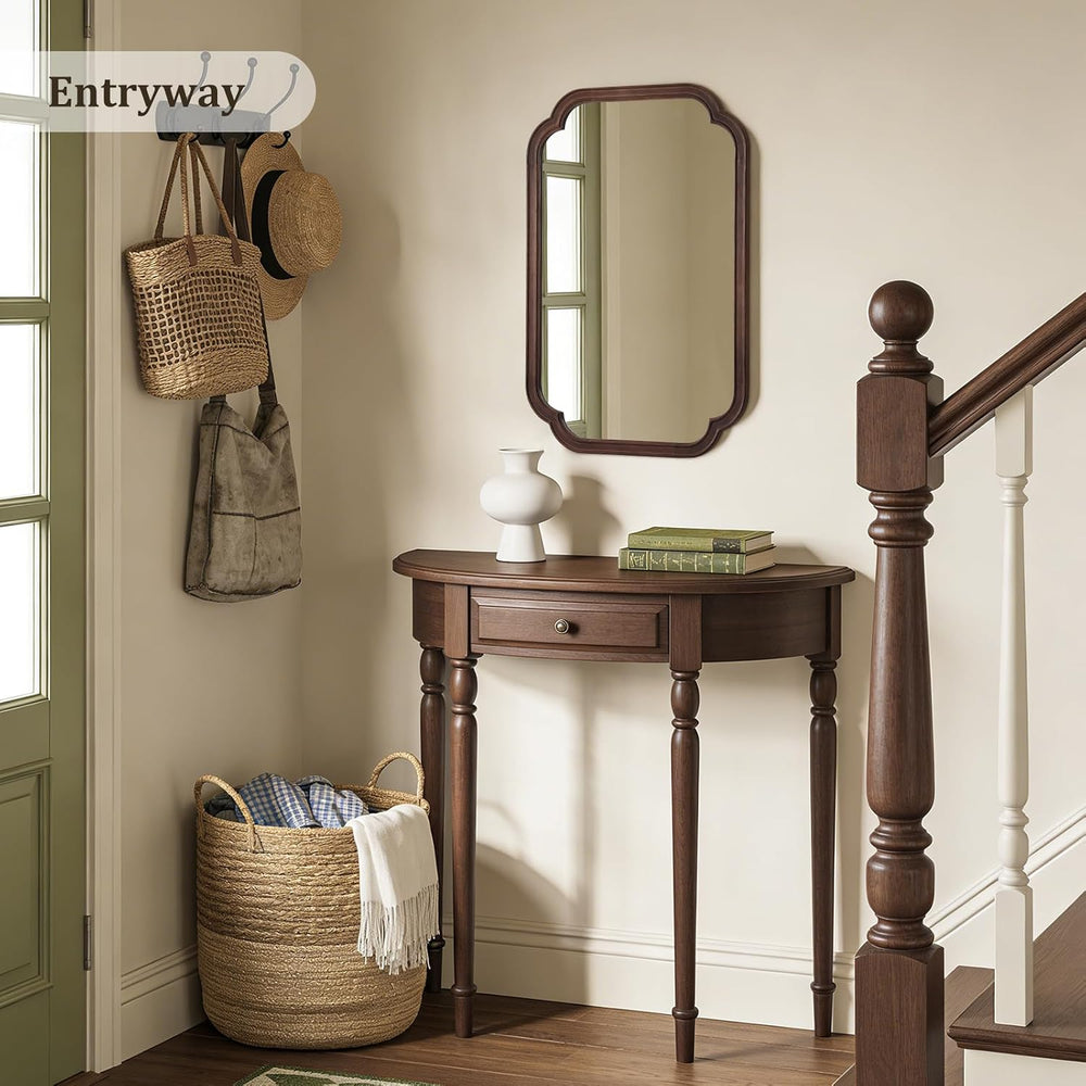 WallBeyond 20" x 30" Rounded Corner Arch Wall Mirror with Wood Fram...