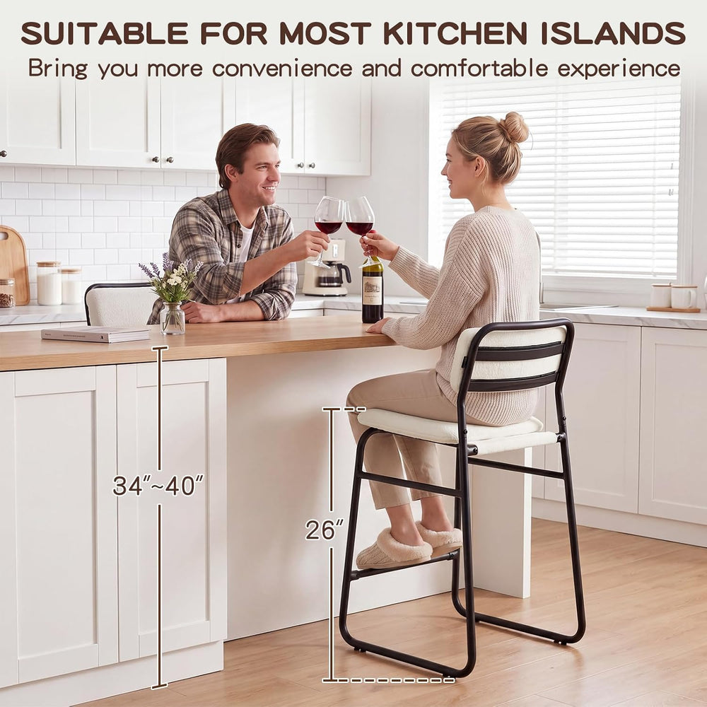 Furniliving Bar Stools Set of 2, 26" H Counter Height Bar Stools with Fu...