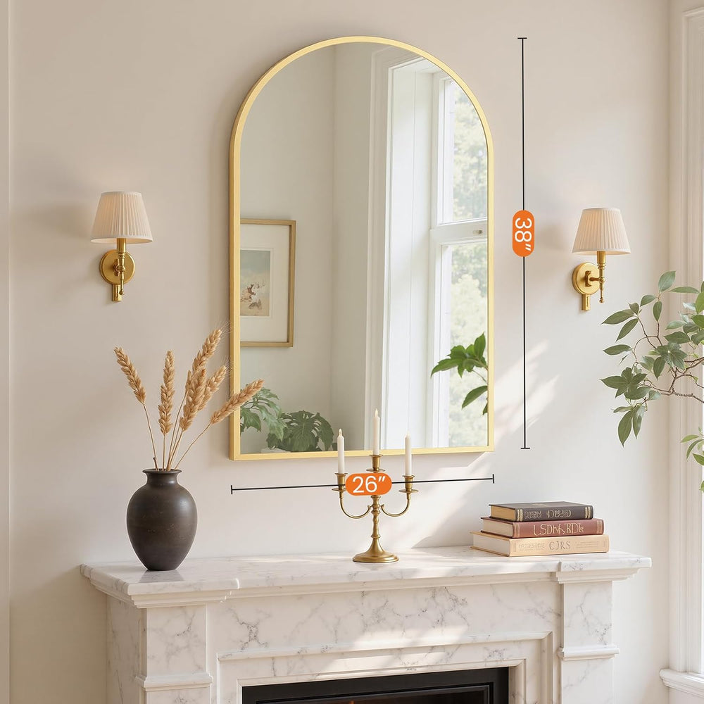 Sweetcrispy 26"x38" Arched Bathroom Mirror, Bathroom Mirrors for Ov...