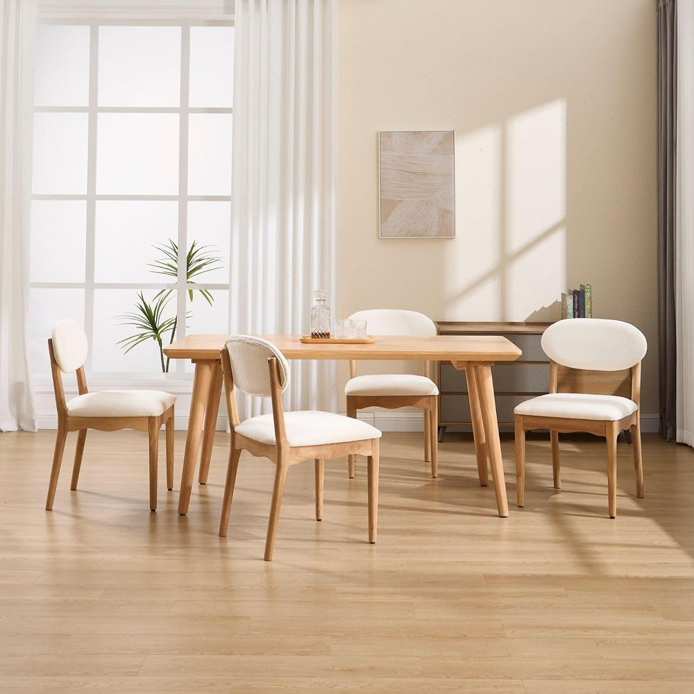ROCITY White Dining Chairs Set of 8 Wood Farmhouse Dining Room Chairs Chenill...