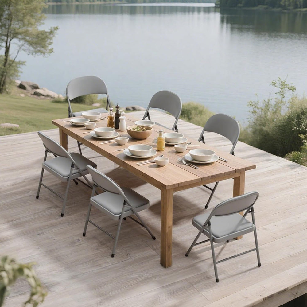 12 Pack Gray Padded Folding Chairs with Metal Frame