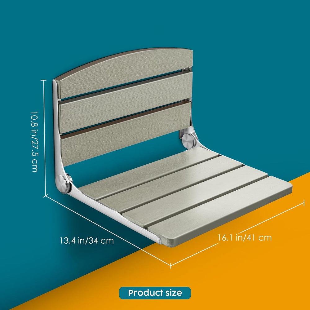 Folding Shower Seat, 16" Folding Shower Seat Wall Mounted, Grey