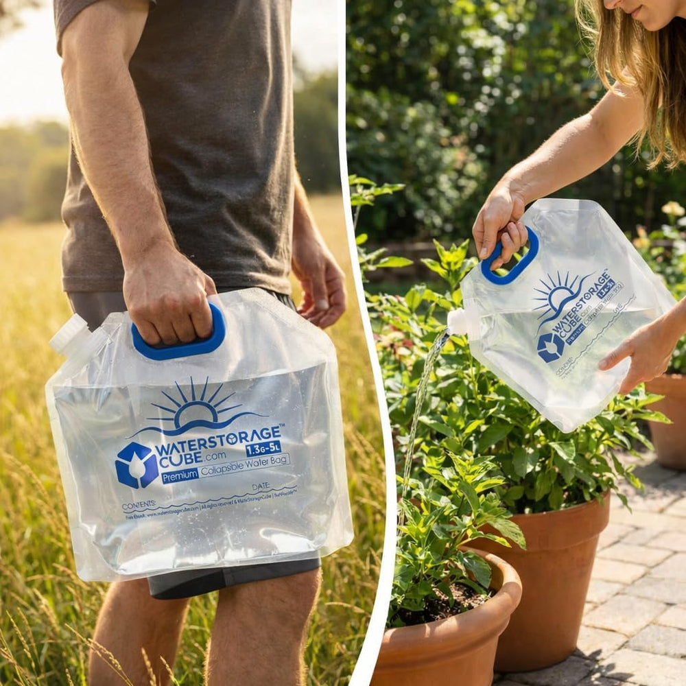 WaterStorageCube Premium Collapsible Water Container Bags 1.3 Gal (10-Pack)