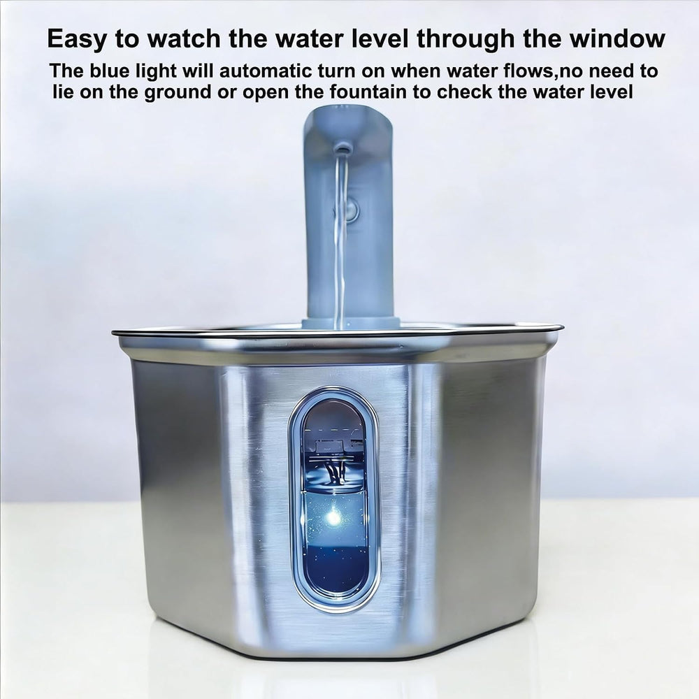 Cat Water Fountain Stainless Steel,Wireless,Battery Operated,2.6L,4Filters
