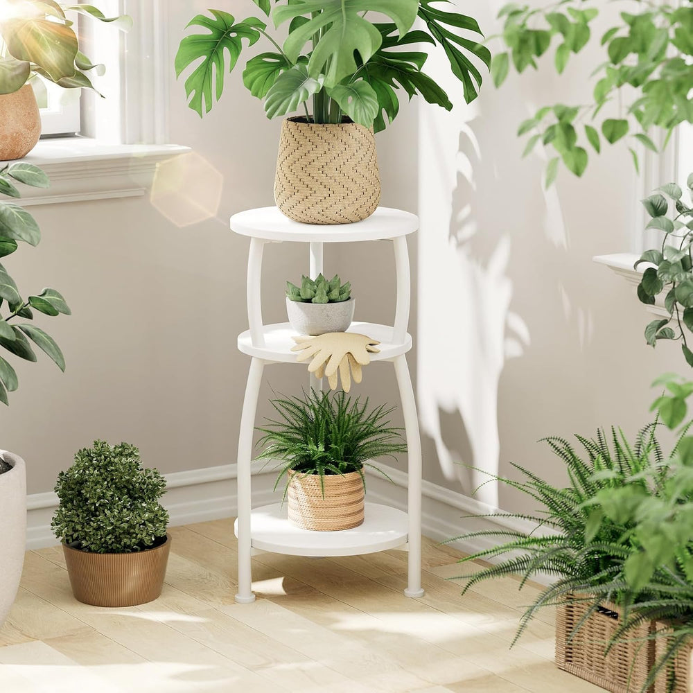 Small Round Side Table, 3-Tier Slim End Table for Small Spaces