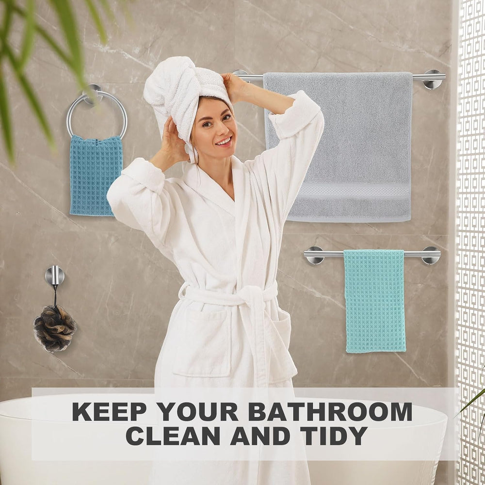 Gisafai 15 Pcs Silver Bathroom Accessories Hardware Set Towel Racks