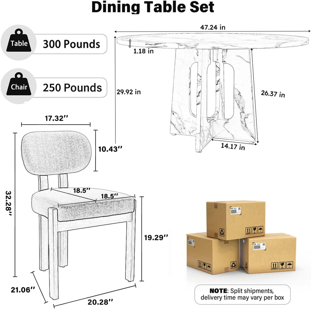 modern 5-piece dining table set with 4 chairs,oak, close-up detail