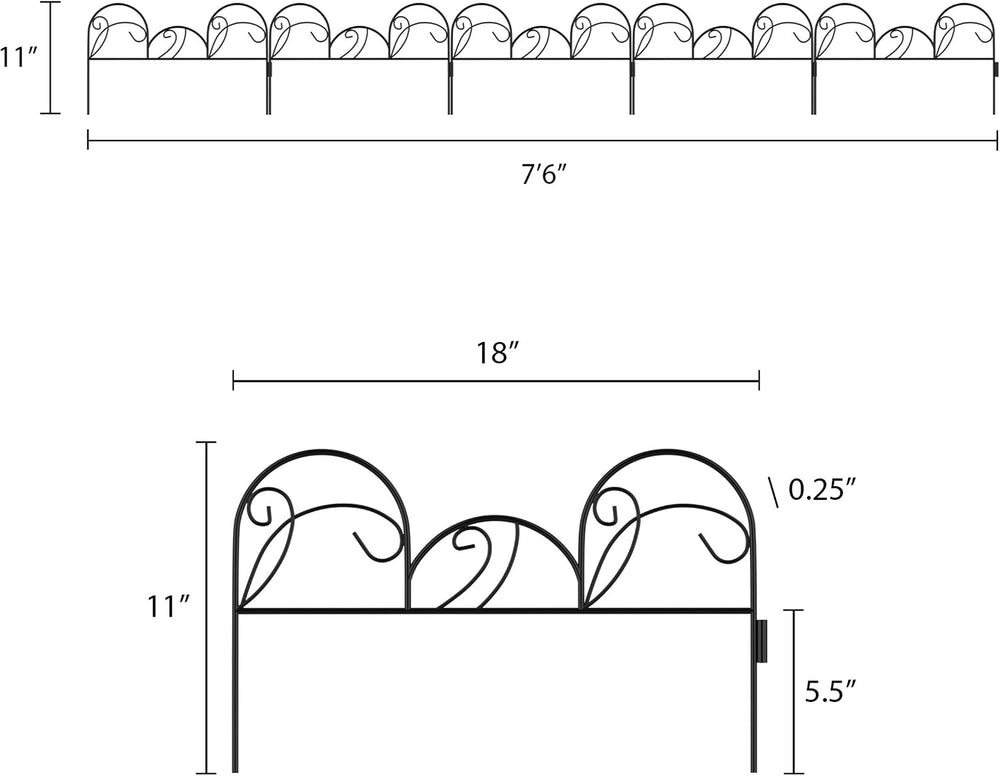 Metal Garden Fencing- Set of 5 Panels of Mimosa Decorative Edging Flower Beds...