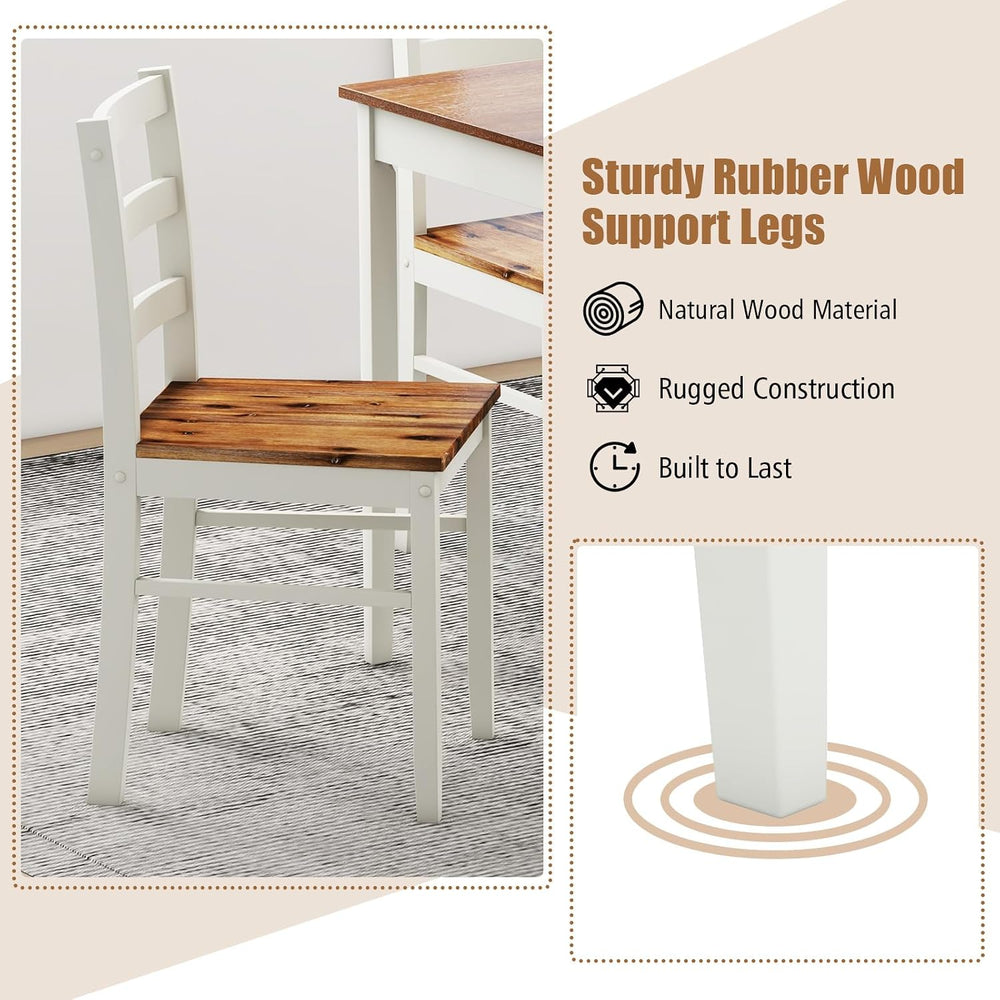 Tangkula Mid-Century Modern Dining Table Set for 4, Wood Kitchen Table Set