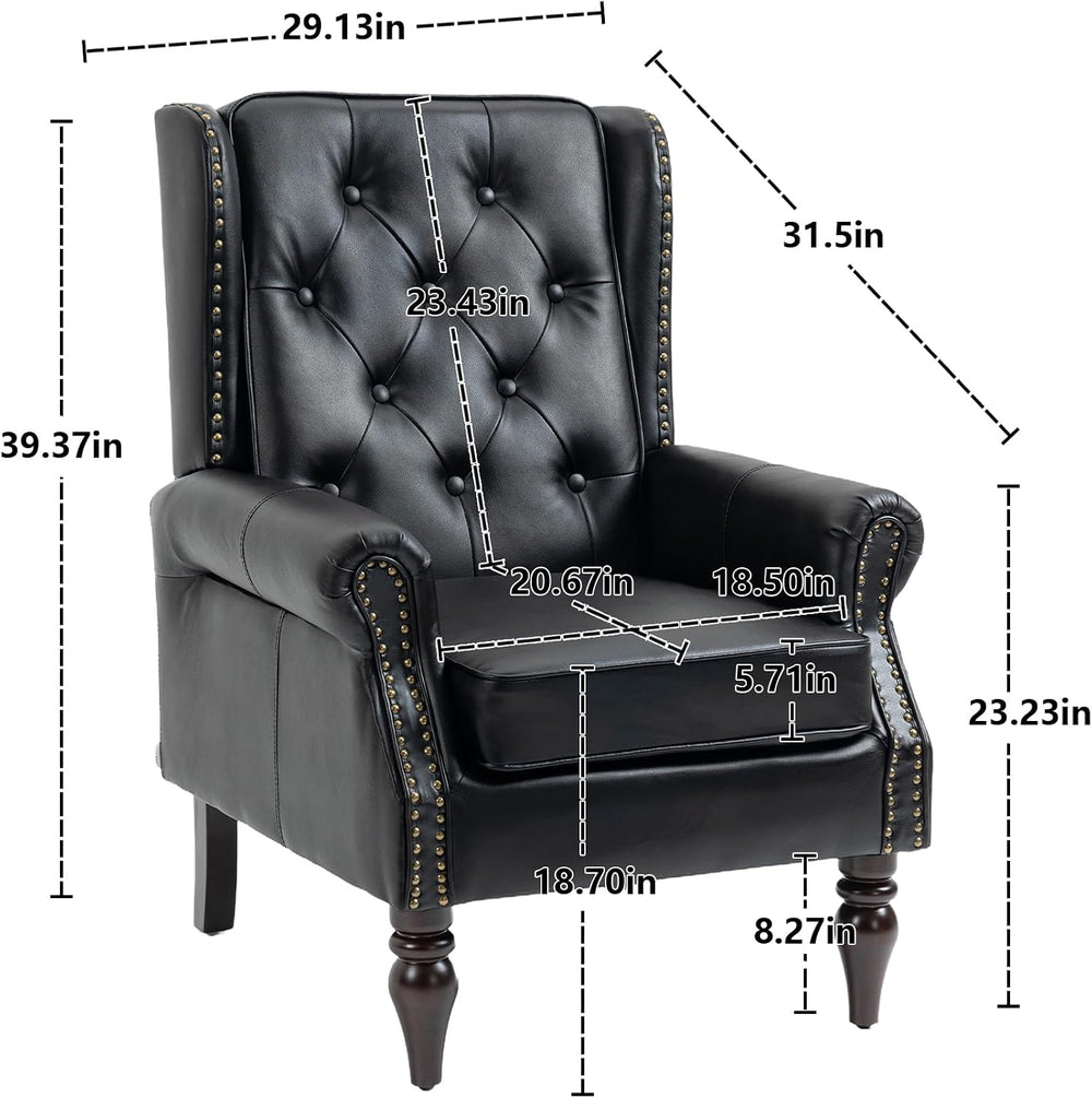 Single PU Recliner Chair, Diamond Quilted Accent Armchair, Black