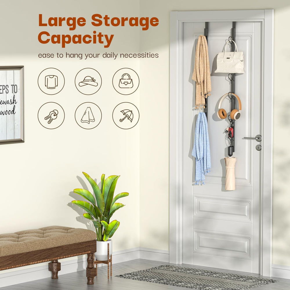 Over The Door Hooks 2 Pack,12 Heavy Duty Towel Rack All Metal Coat Hanger for...