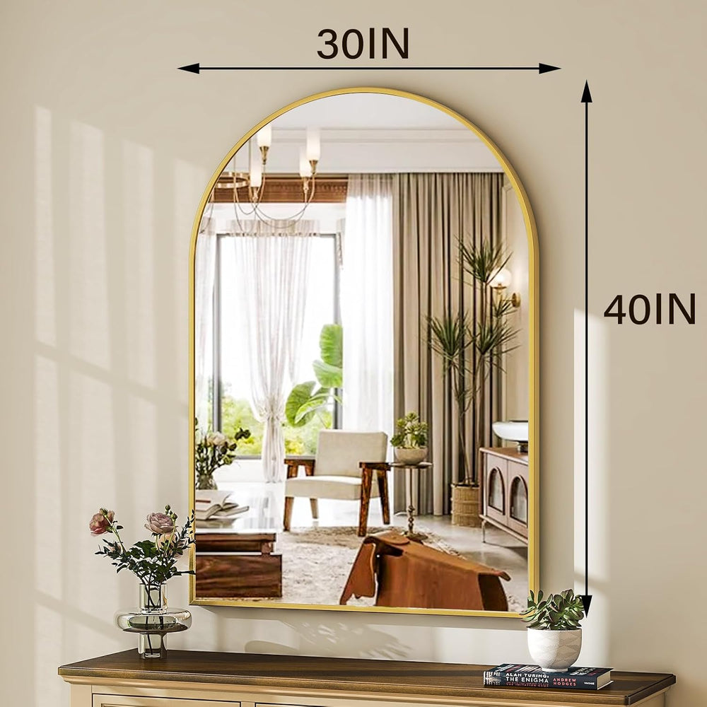 HARRITPURE Arched Wall Mirror 30"x40" Gold Arch Bathroom Vanity Mirror