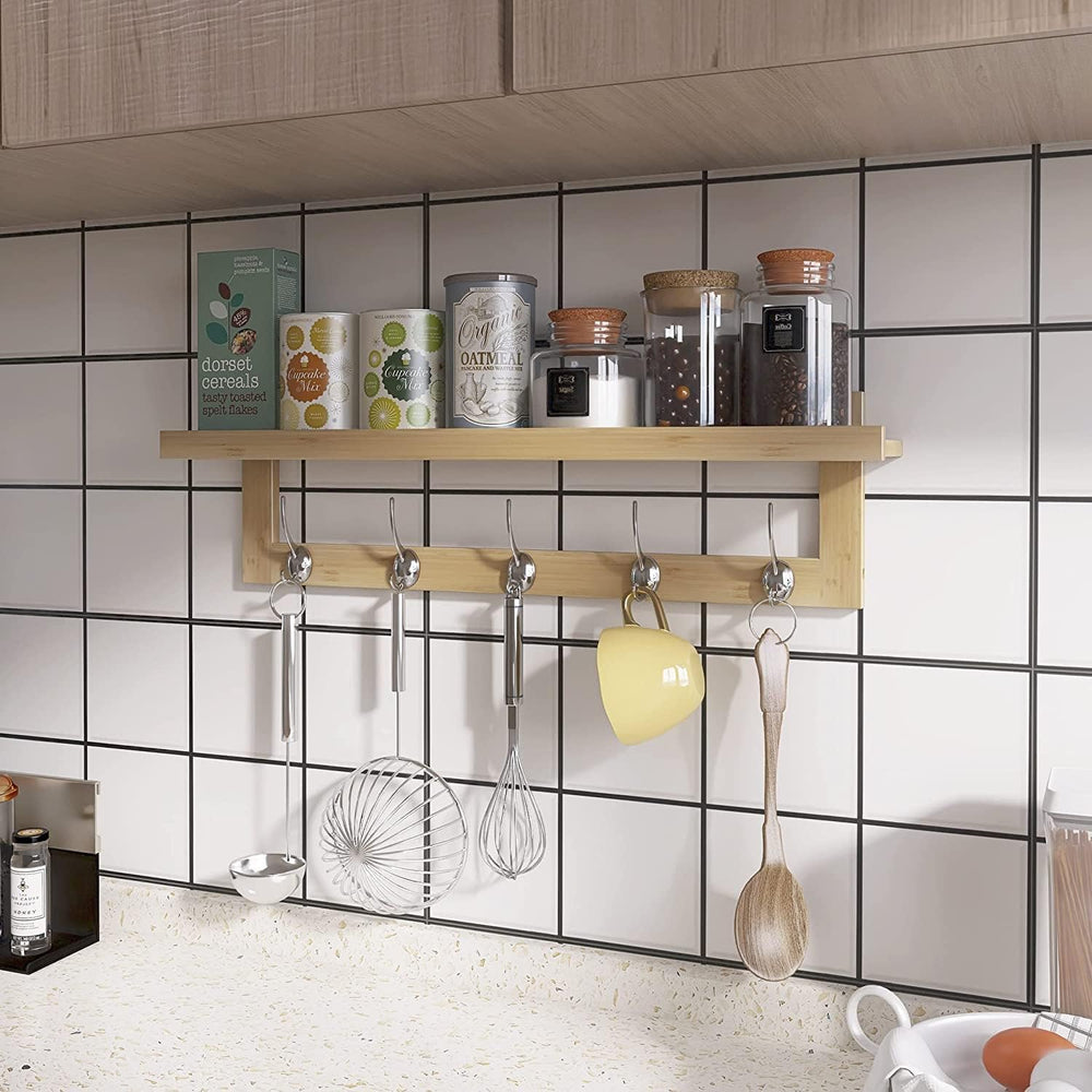 SMIBUY Coat Hooks with Shelf Wall-Mounted, 29.2 Inch Entryway Coat Rack for W...