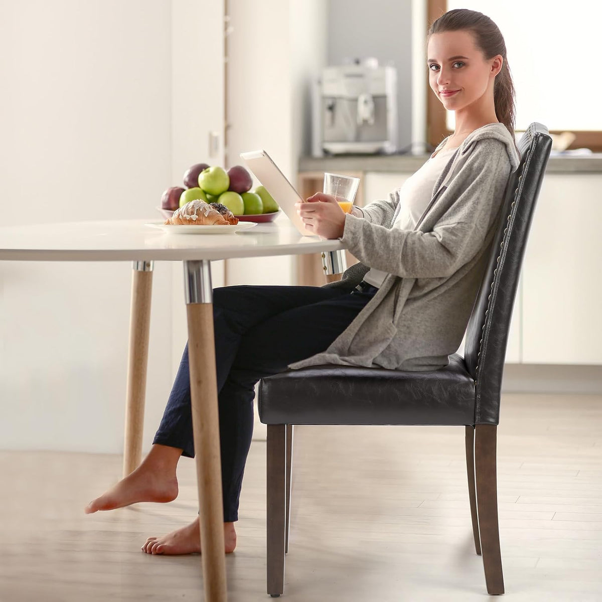 DUMOS Dining Chairs Set of 2, PU Leather Kitchen Chairs for Living Room