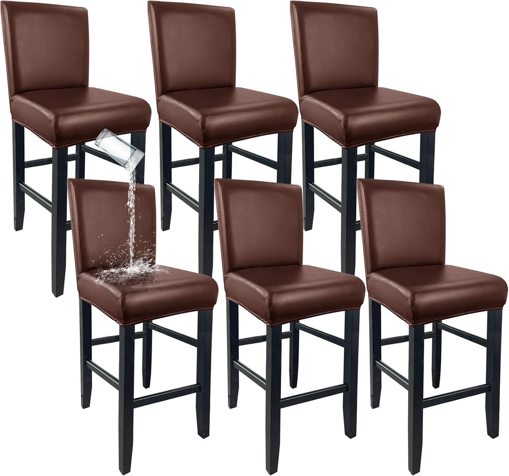 PU Leather Bar Stool Covers with Backs Waterproof Bar Stool Chair Covers