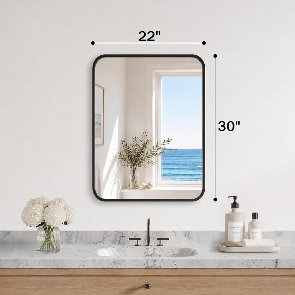 AUYHM 22x30 Inch Bathroom Mirror for Over Sink, Black Framed Wall Mirror