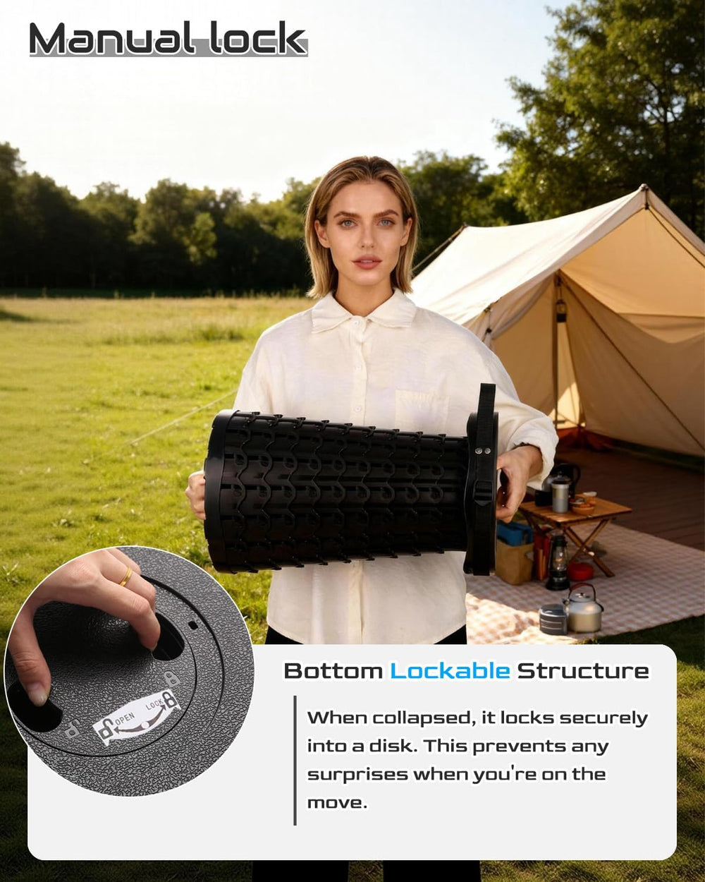 18-in Collapsible Stool,Portable Telescoping Seat for Adults,880lb Capacity
