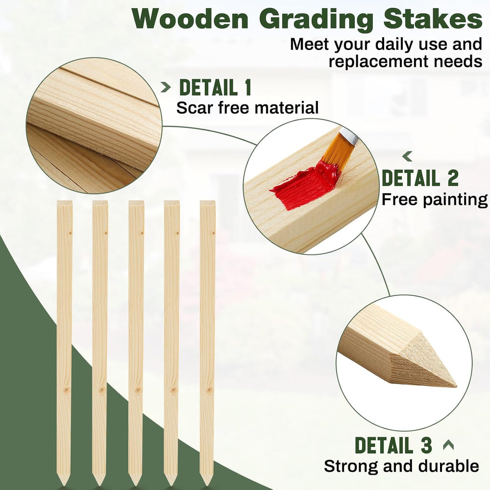 Colingmill 48 Pieces Wooden Garden Stakes 18 x 0.75 Inch Grade and Survey Sta...