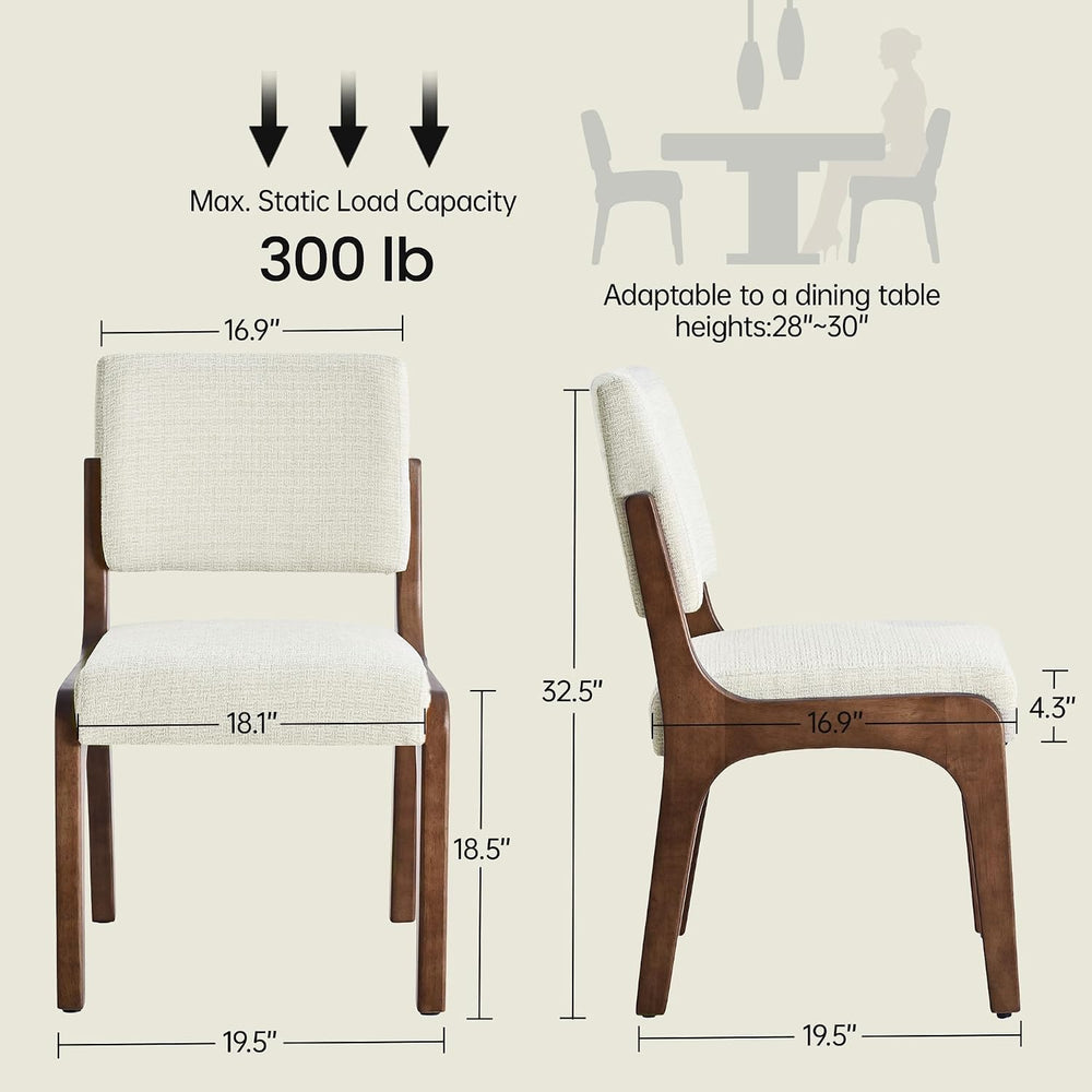 VKNOW Dining Chairs Set of 4, Modern Kitchen Chairs with Wood Legs, Beige